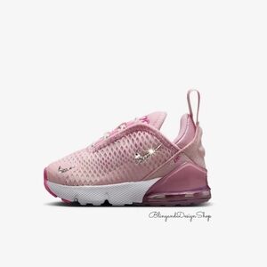 Bling Nike Air Max 270 Pink Toddler Girls Sneakers Baby Shoes